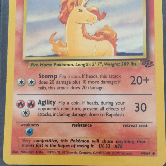 RARE Stage 1 Pokémon Rapidash 70 HP 44/64 - Picture 4 of 5